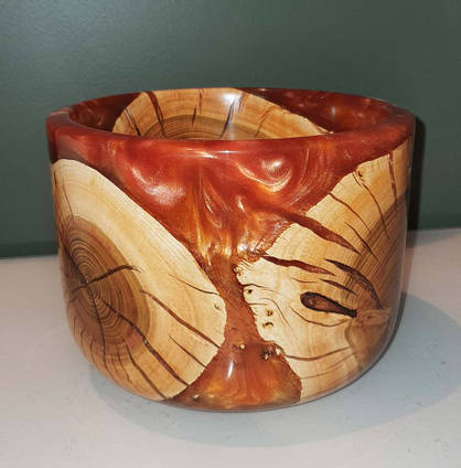 Red and Orange Wood Turned Bowl by Steffen Bjorsvik